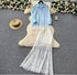 Women Lacey Skirts With Lace Detail Collar Down Shirts